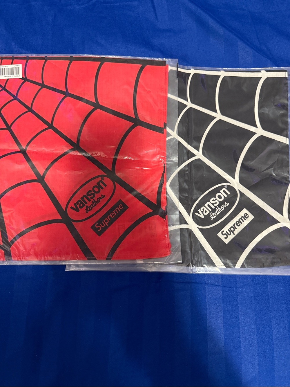 Spider-Man x Vanson x Supreme Web Print Bandana (Red and Black)